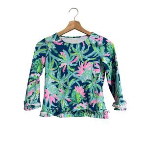Lilly Pulitzer Kids Swim Rashguard - Pink and Green Floral
